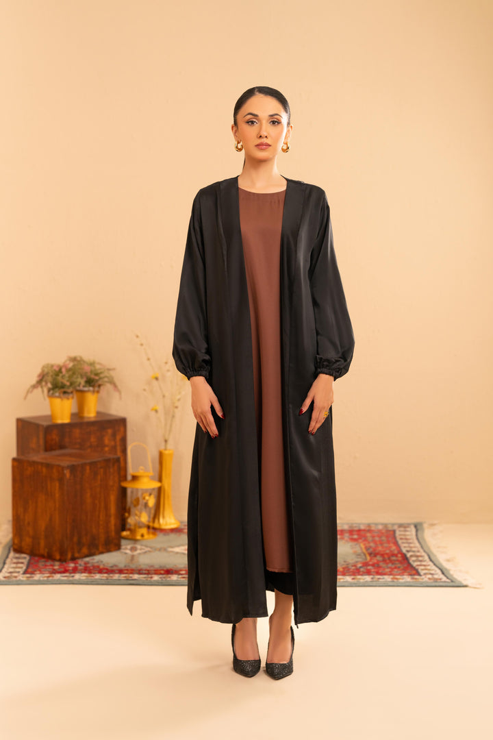 Althea Black Satin Abaya