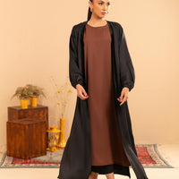 Althea Black Satin Abaya