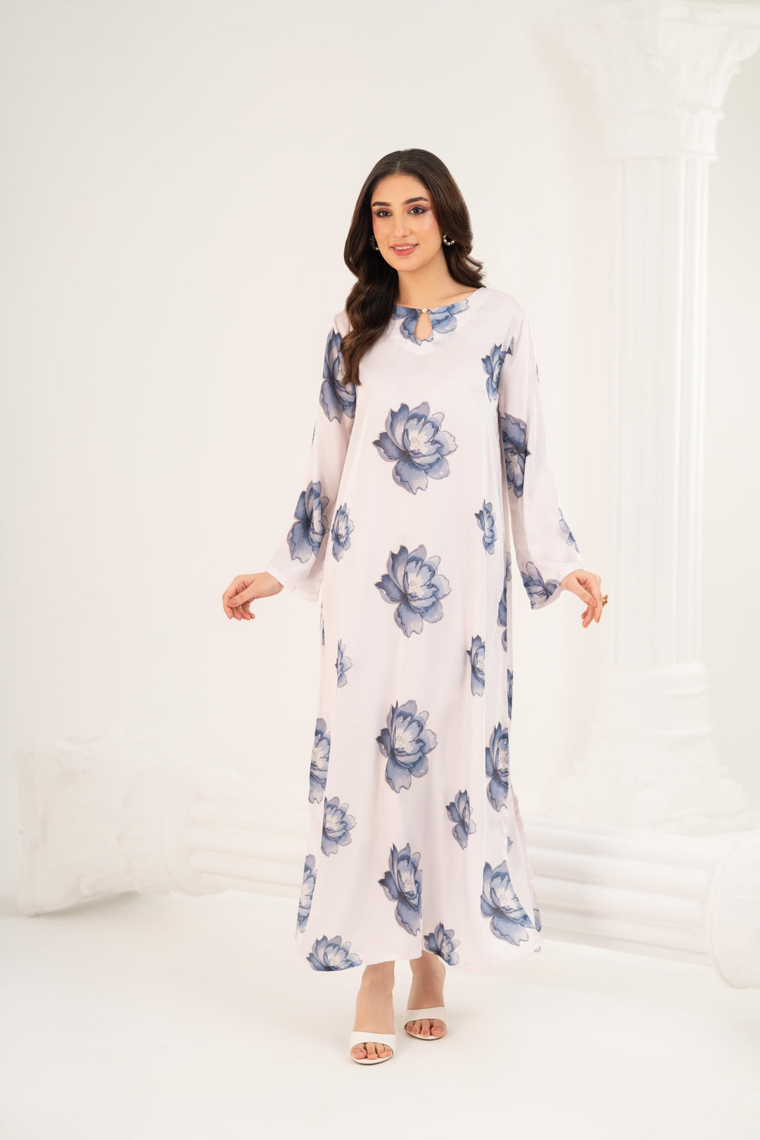 Azure Fleur Satin Dress