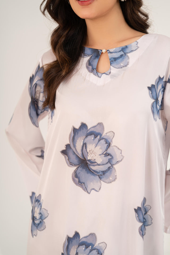 Azure Fleur Satin Dress