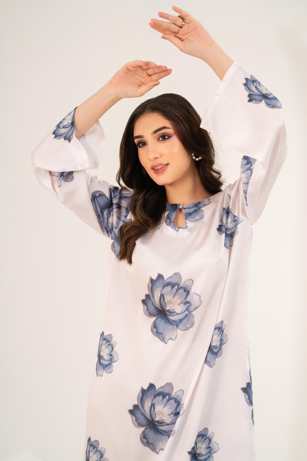 Azure Fleur Satin Dress