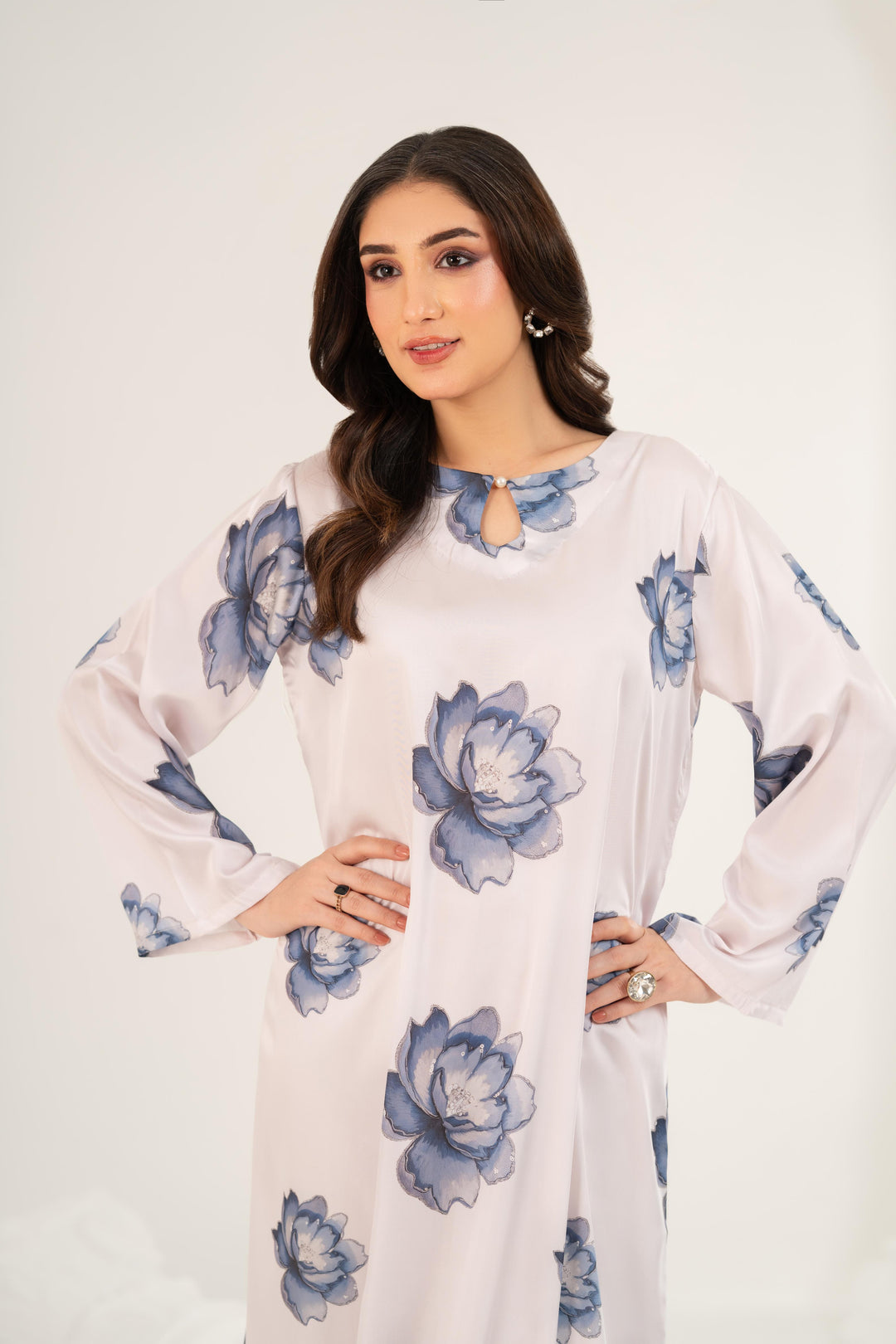 Azure Fleur Satin Dress
