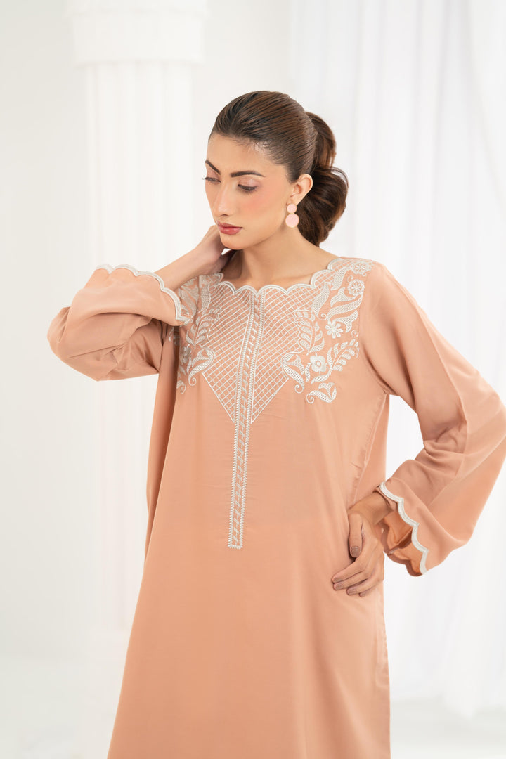 Peach Embroidered Dress
