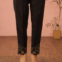 Raw Silk Black Trouser - Stonez