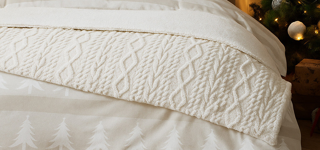 Vantona Cable Knit Throw Sherpa Fleece 150x200cm (Sold Separately)