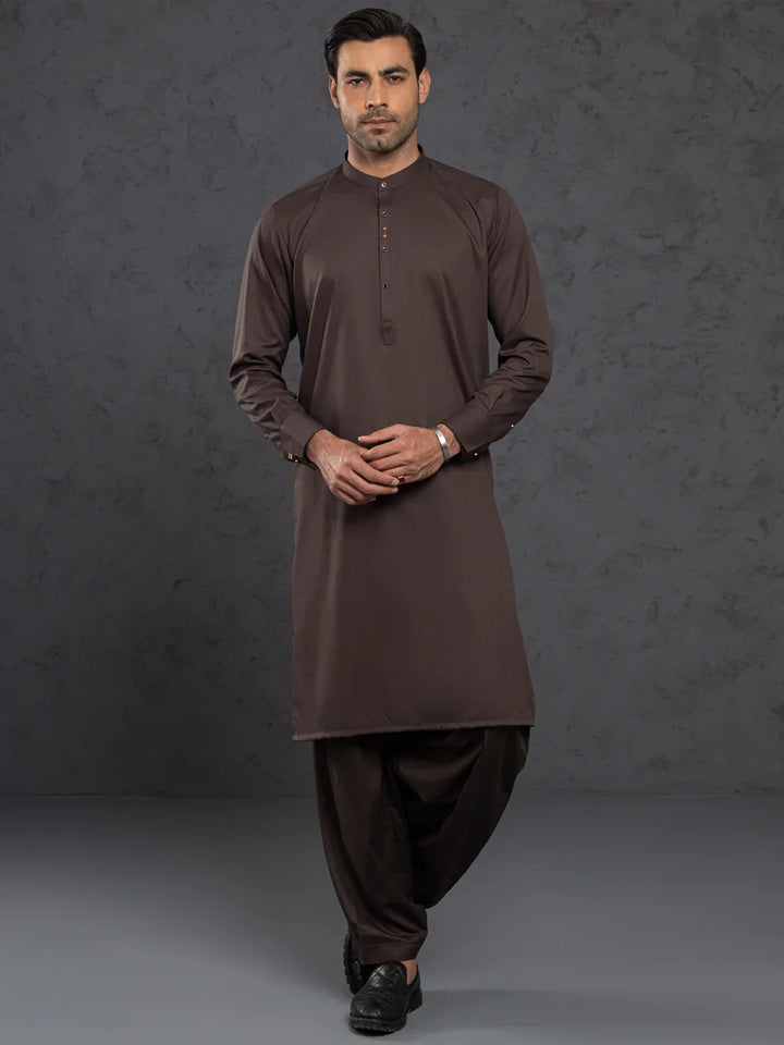 Blended Brown Shalwar Kameez- Almirah
