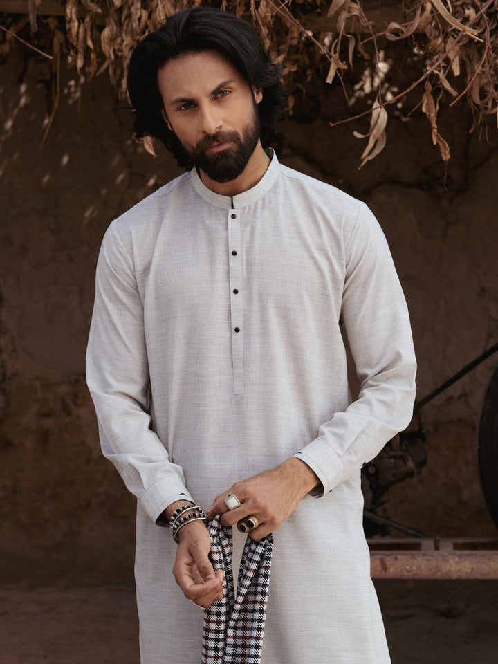 Blended Ash Grey Shalwar Kameez- Almirah
