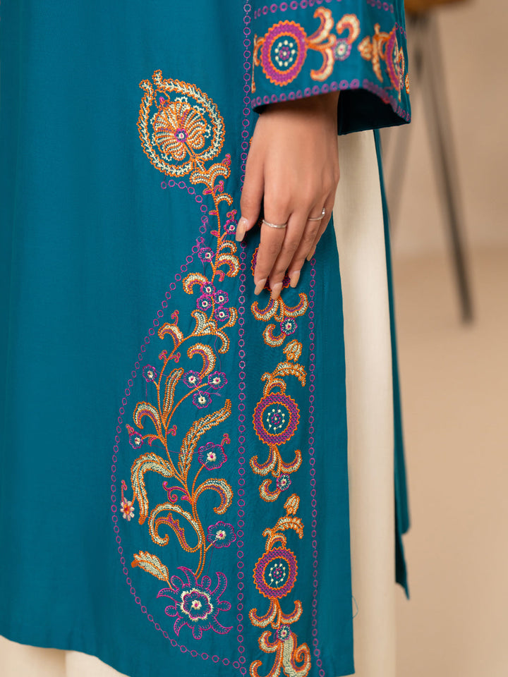 Lawn Dyed Turquoise Kurti - Almirah