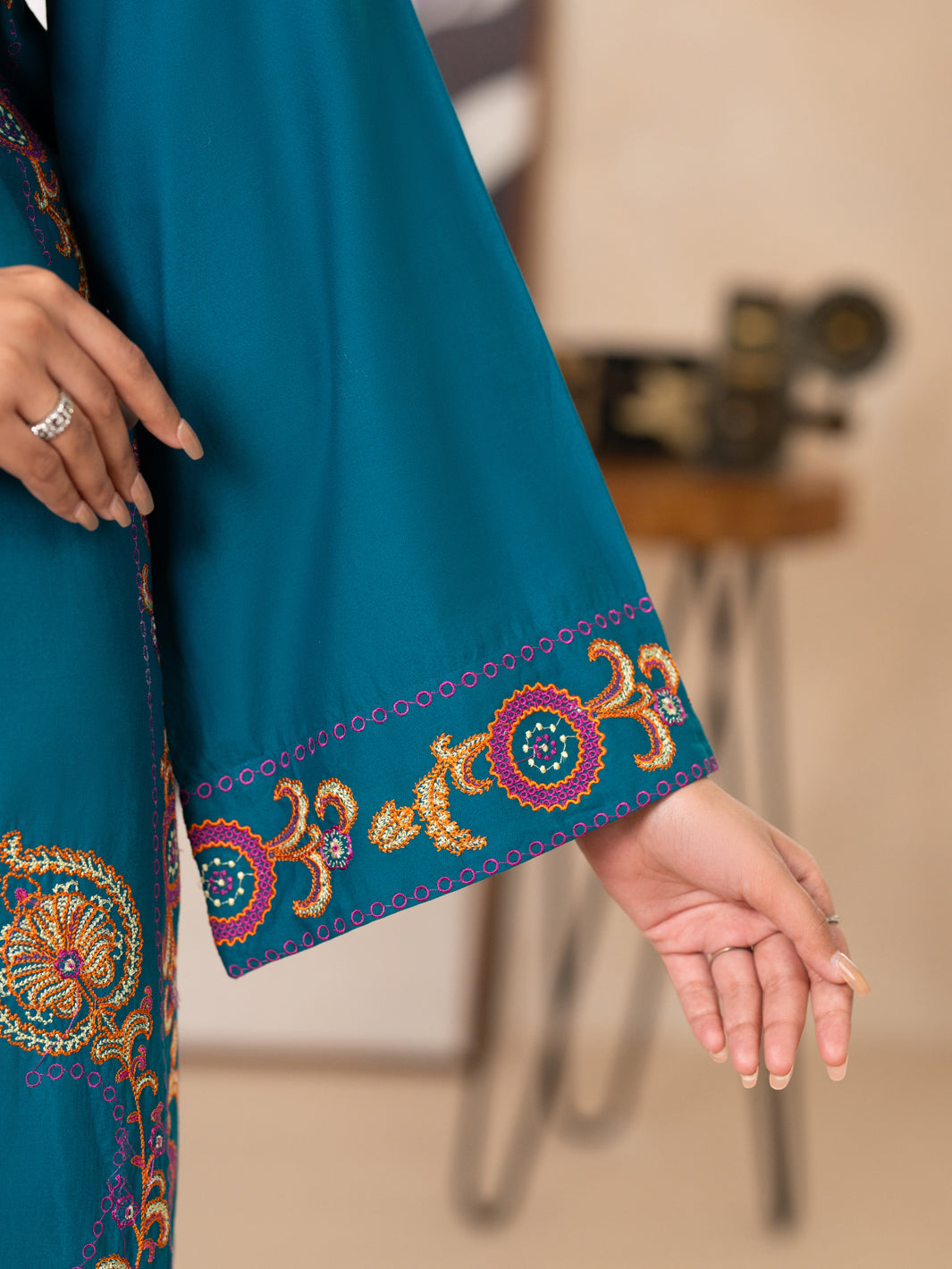 Lawn Dyed Turquoise Kurti - Almirah