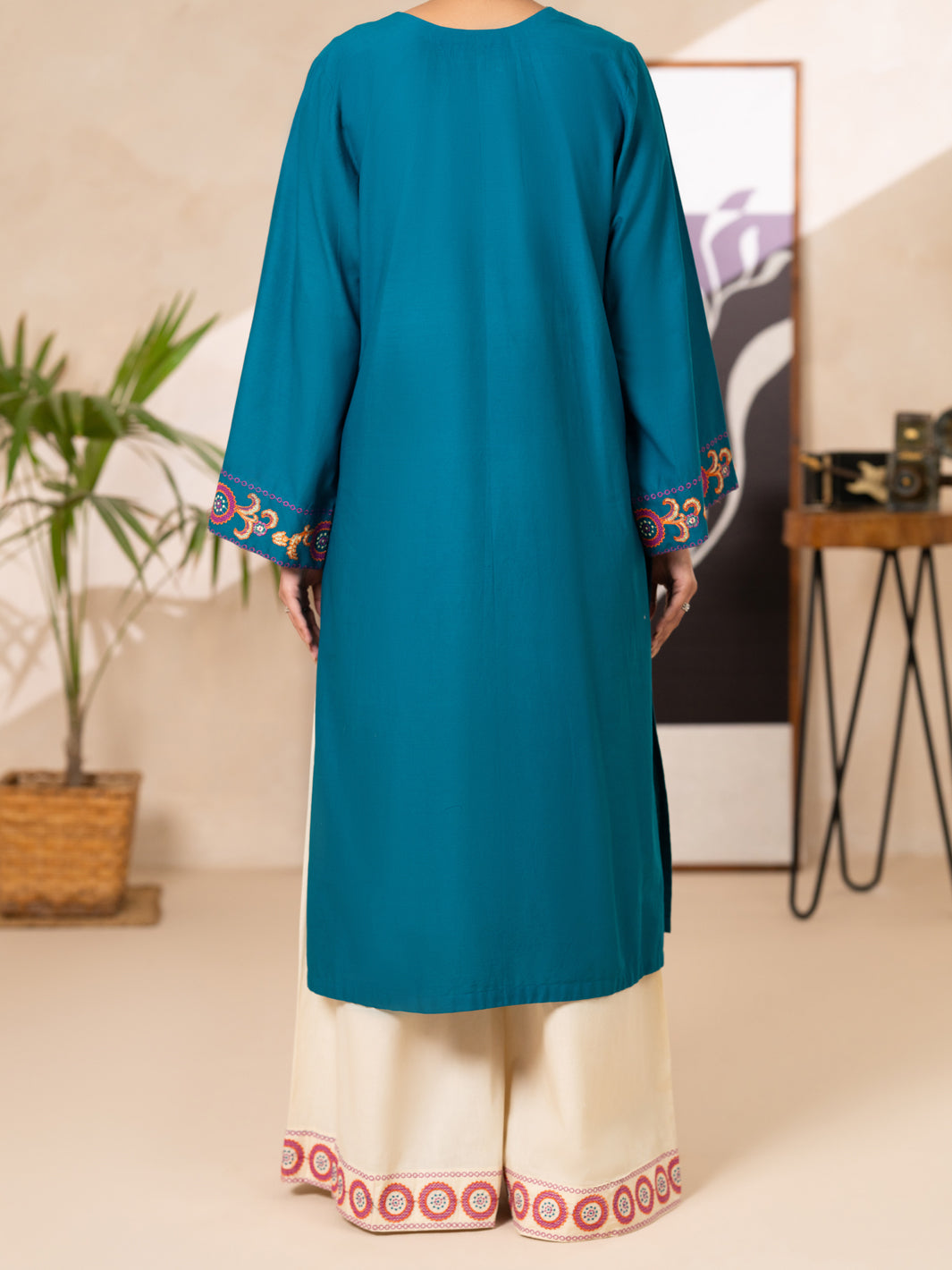 Lawn Dyed Turquoise Kurti - Almirah