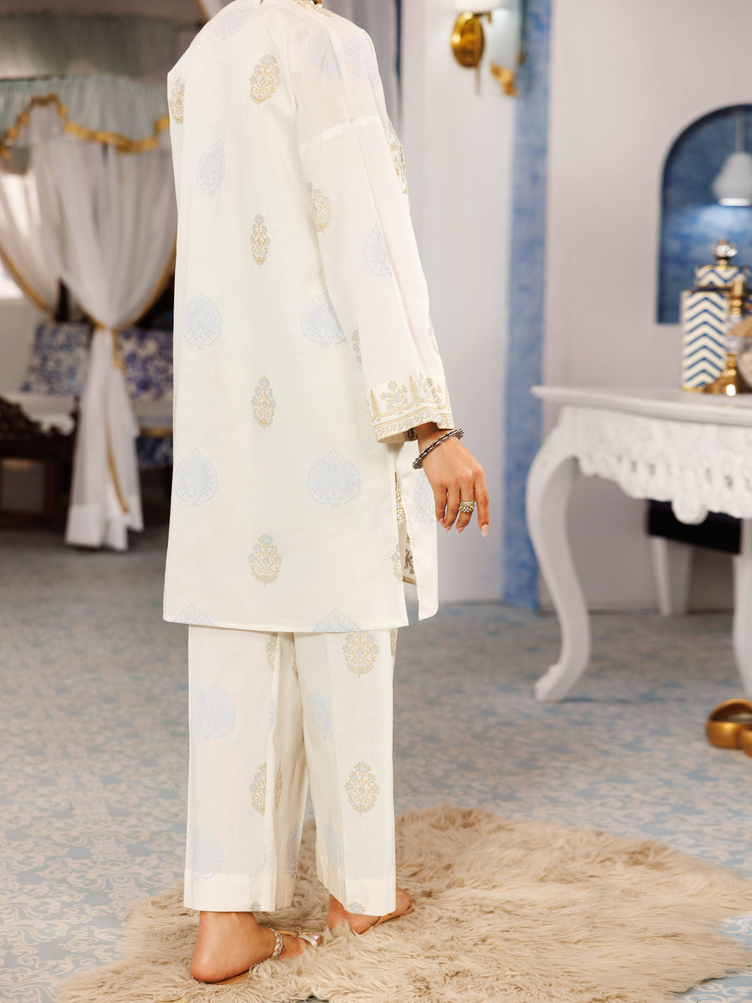 Cambric Ivory Stitched Suit - Almirah