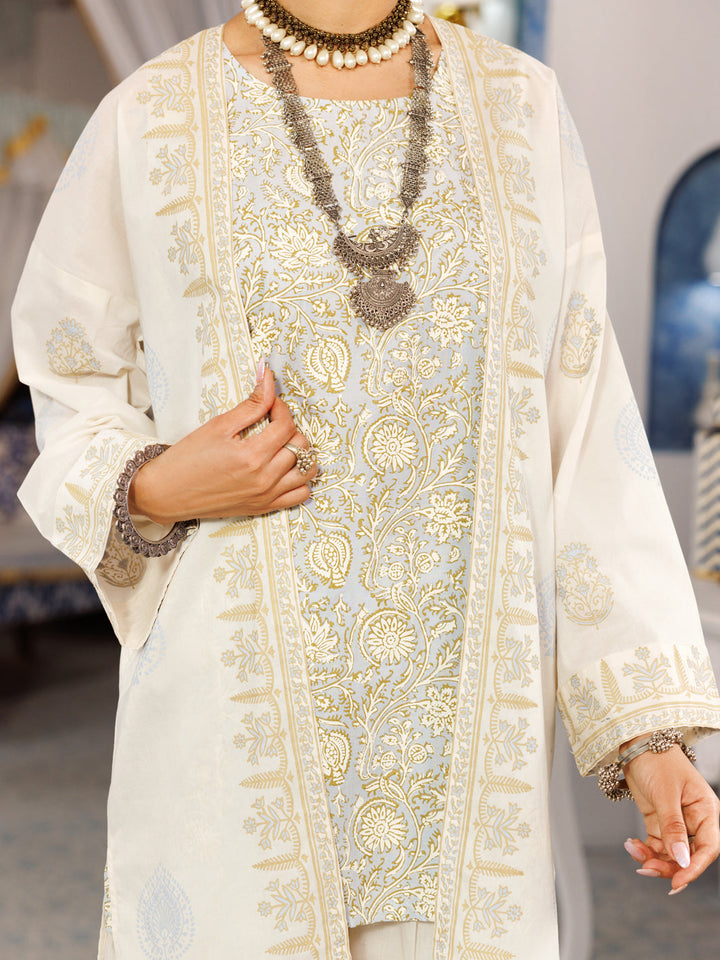 Cambric Ivory Stitched Suit - Almirah
