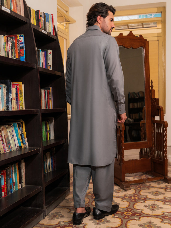 Blended Grey Shalwar Kameez- Almirah