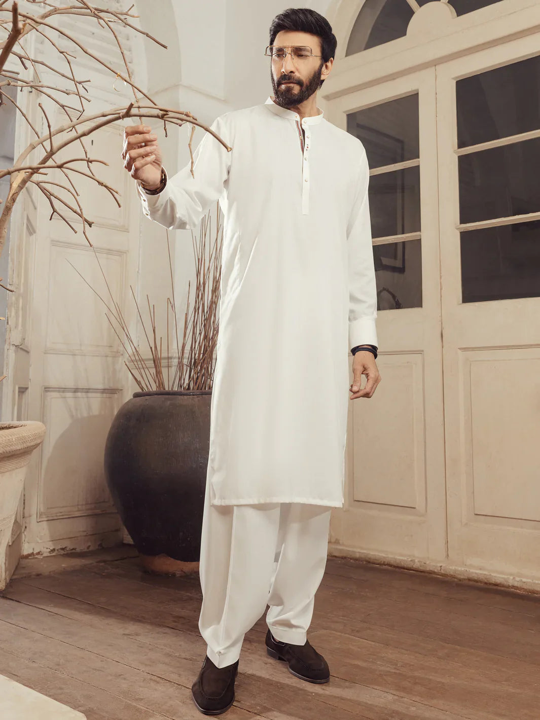 Blended White Shalwar Kameez - Ethos by Almirah
