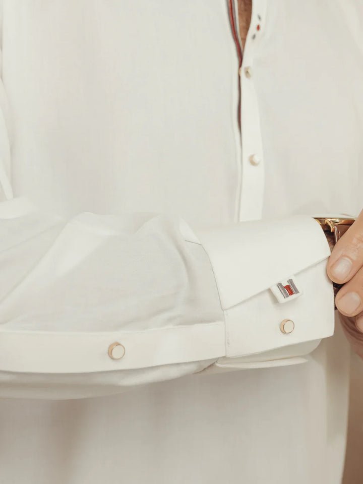 Blended White Shalwar Kameez - Almirah