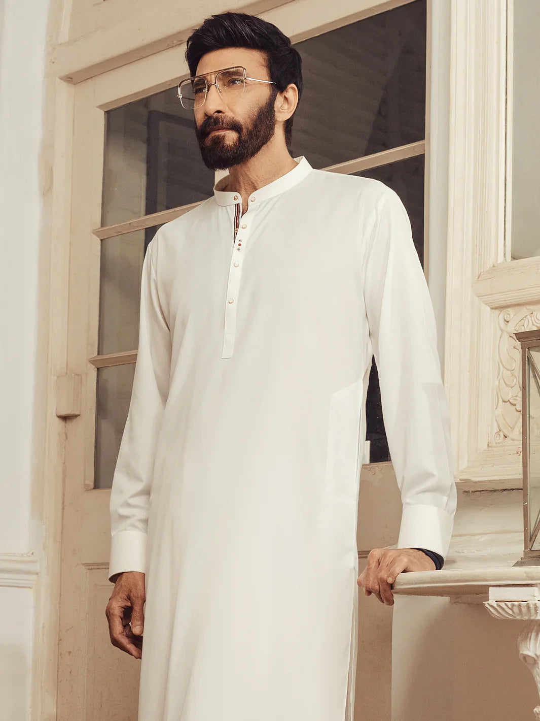 Blended White Shalwar Kameez - Almirah