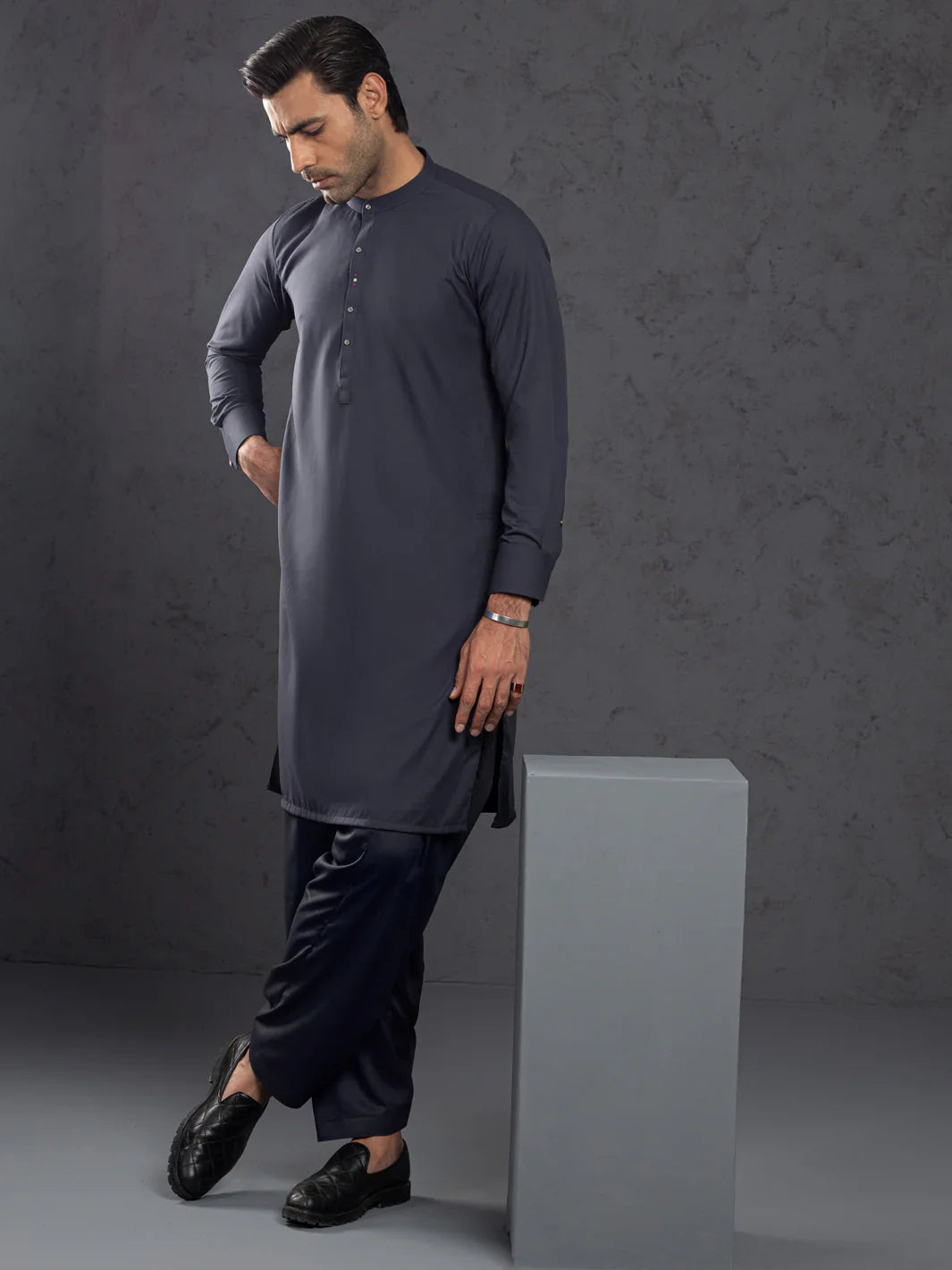 Blended Grey Shalwar Kameez- Almirah