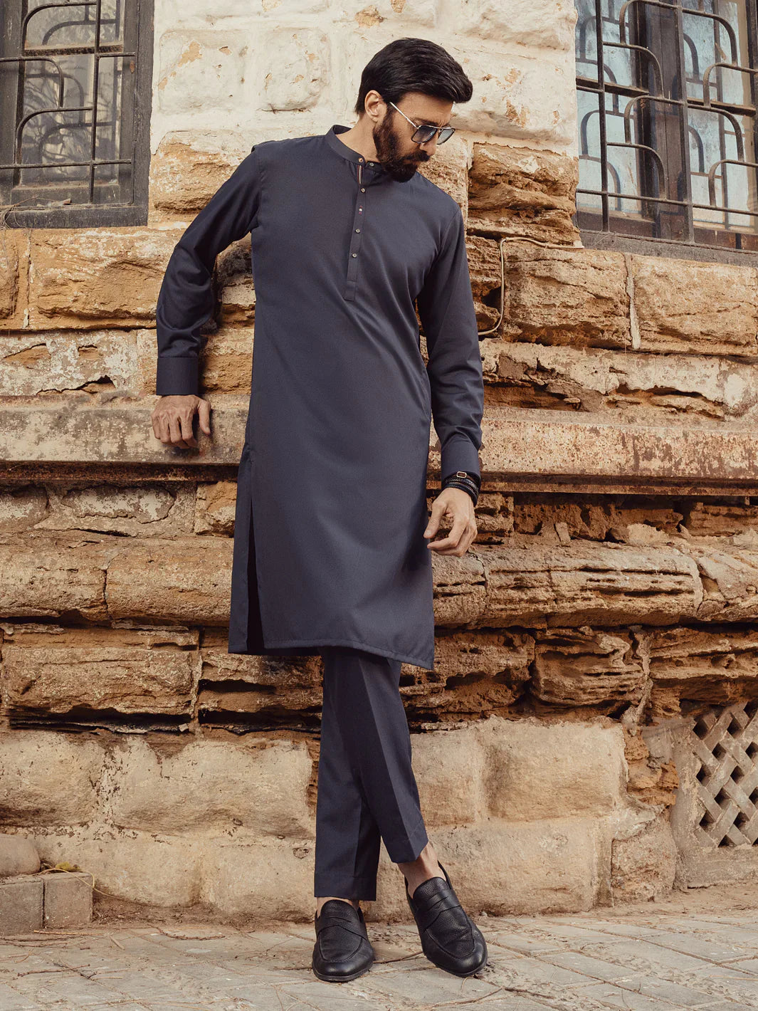 Blended Grey Kurta Trouser- Almirah