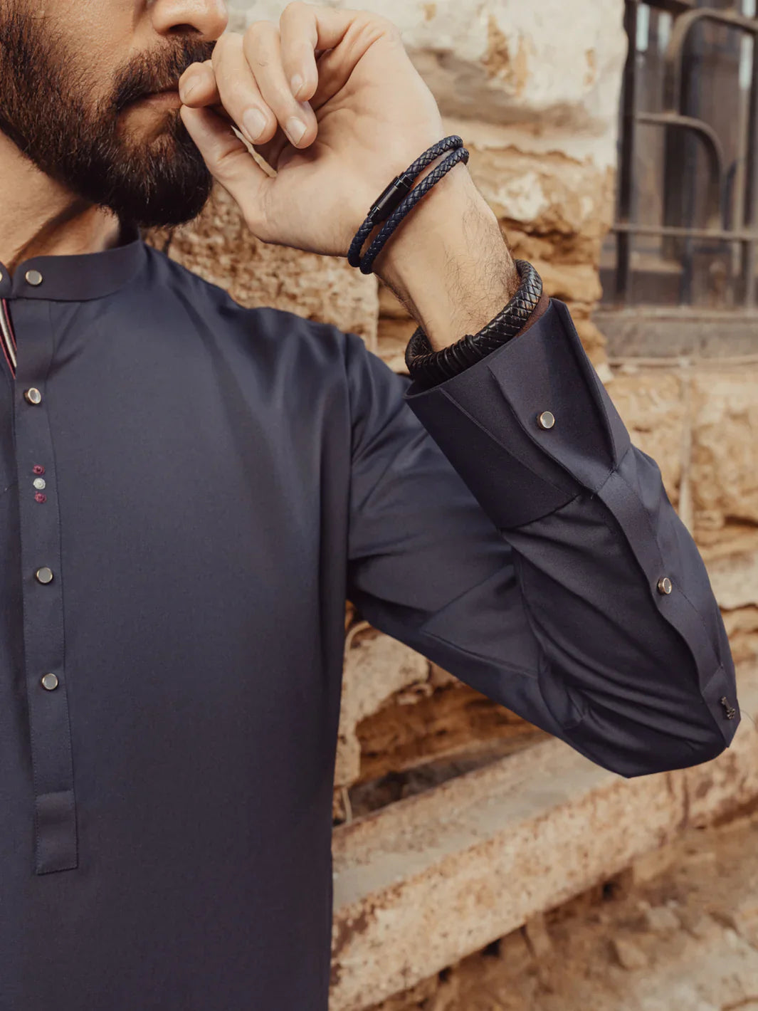 Blended Grey Kurta Trouser- Almirah