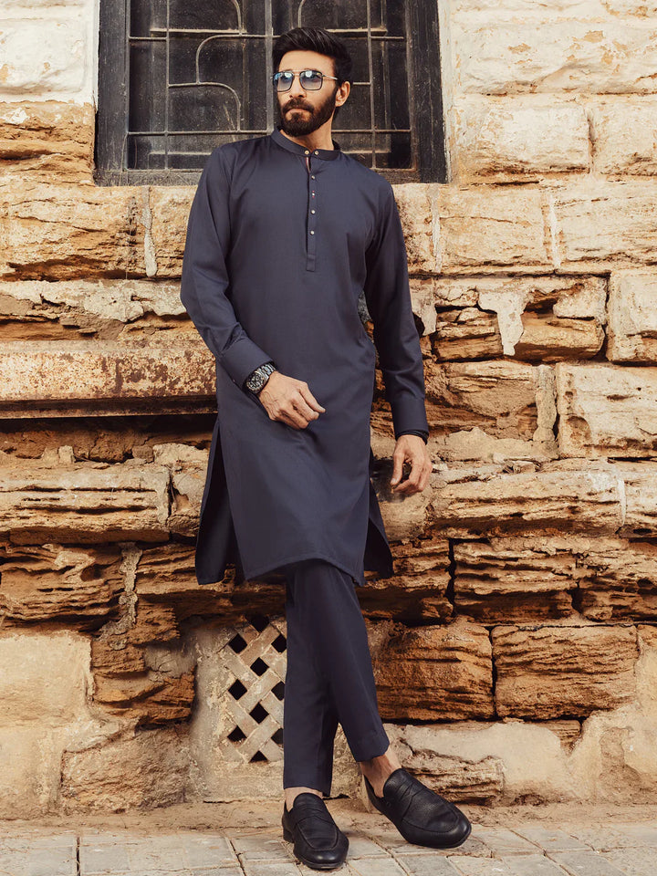 Blended Grey Kurta Trouser- Almirah