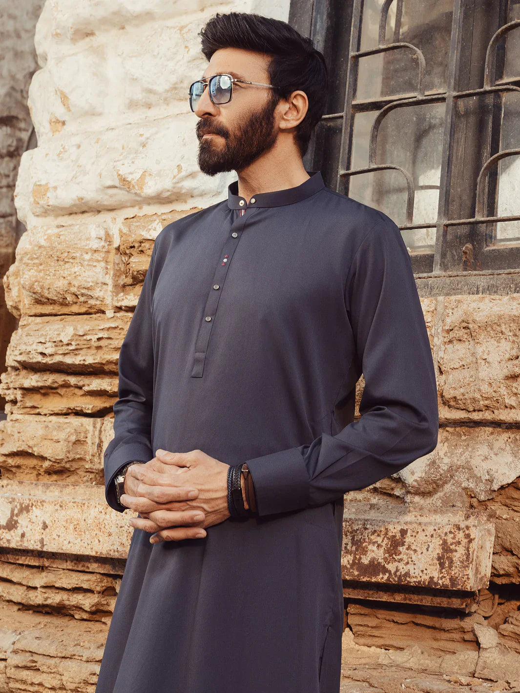 Blended Grey Kurta Trouser- Almirah