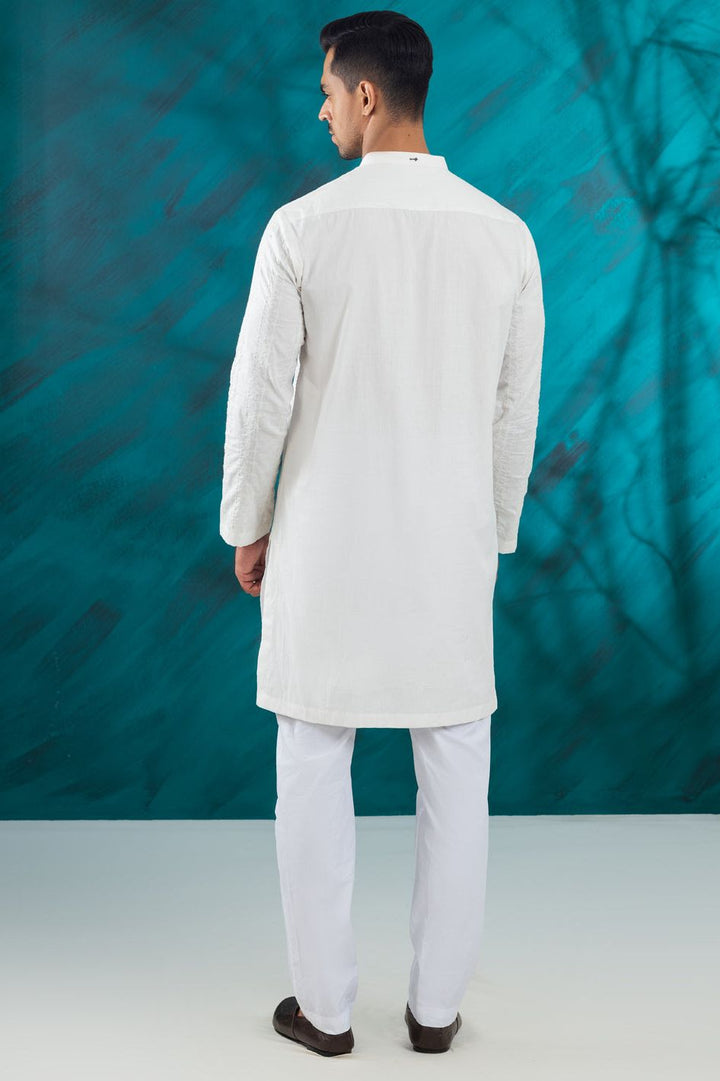Blended White Kurta - Almirah