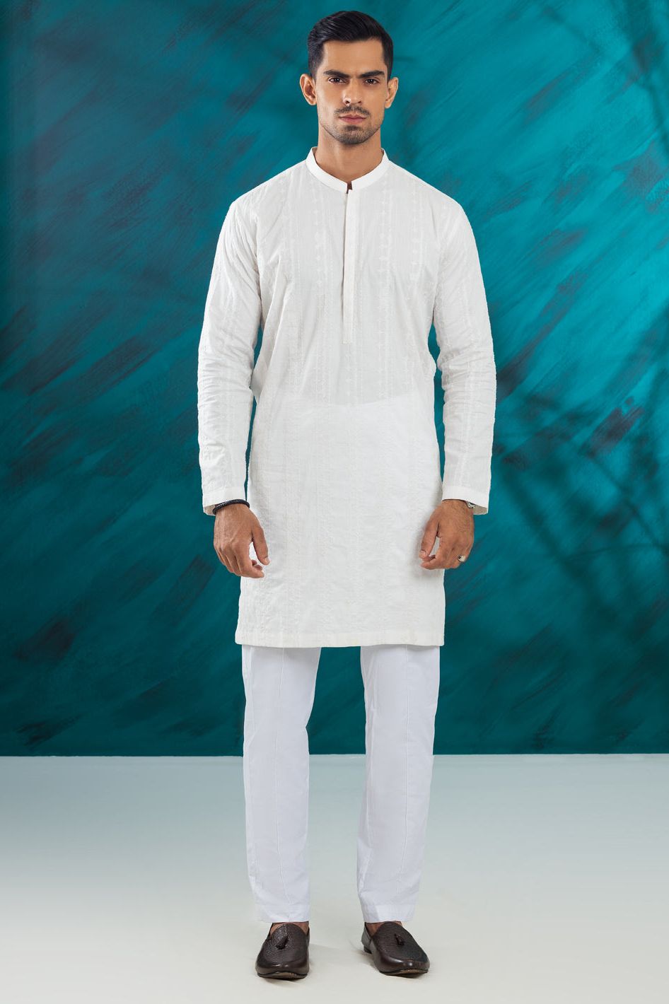 Blended White Kurta - Almirah