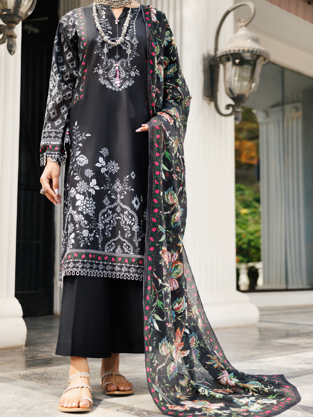 Lawn Black Stitched Suit - Almirah