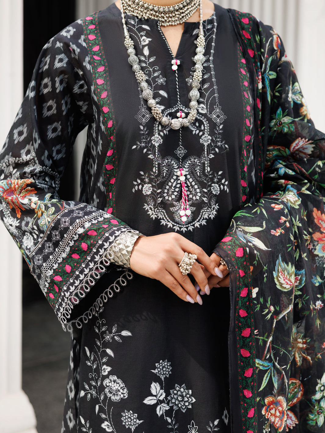 Lawn Black Stitched Suit - Almirah