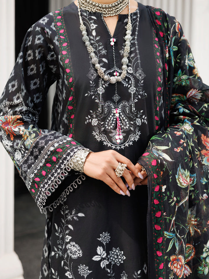 Lawn Black Stitched Suit - Almirah