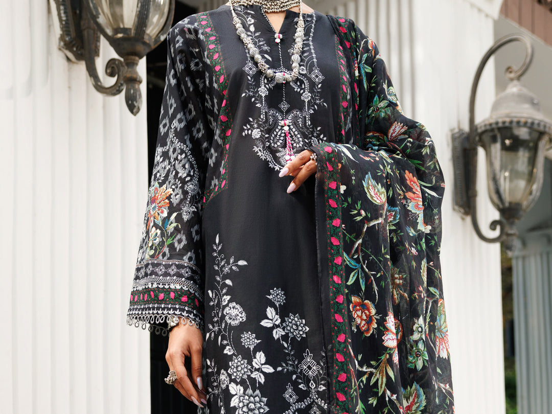 Lawn Black Stitched Suit - Almirah