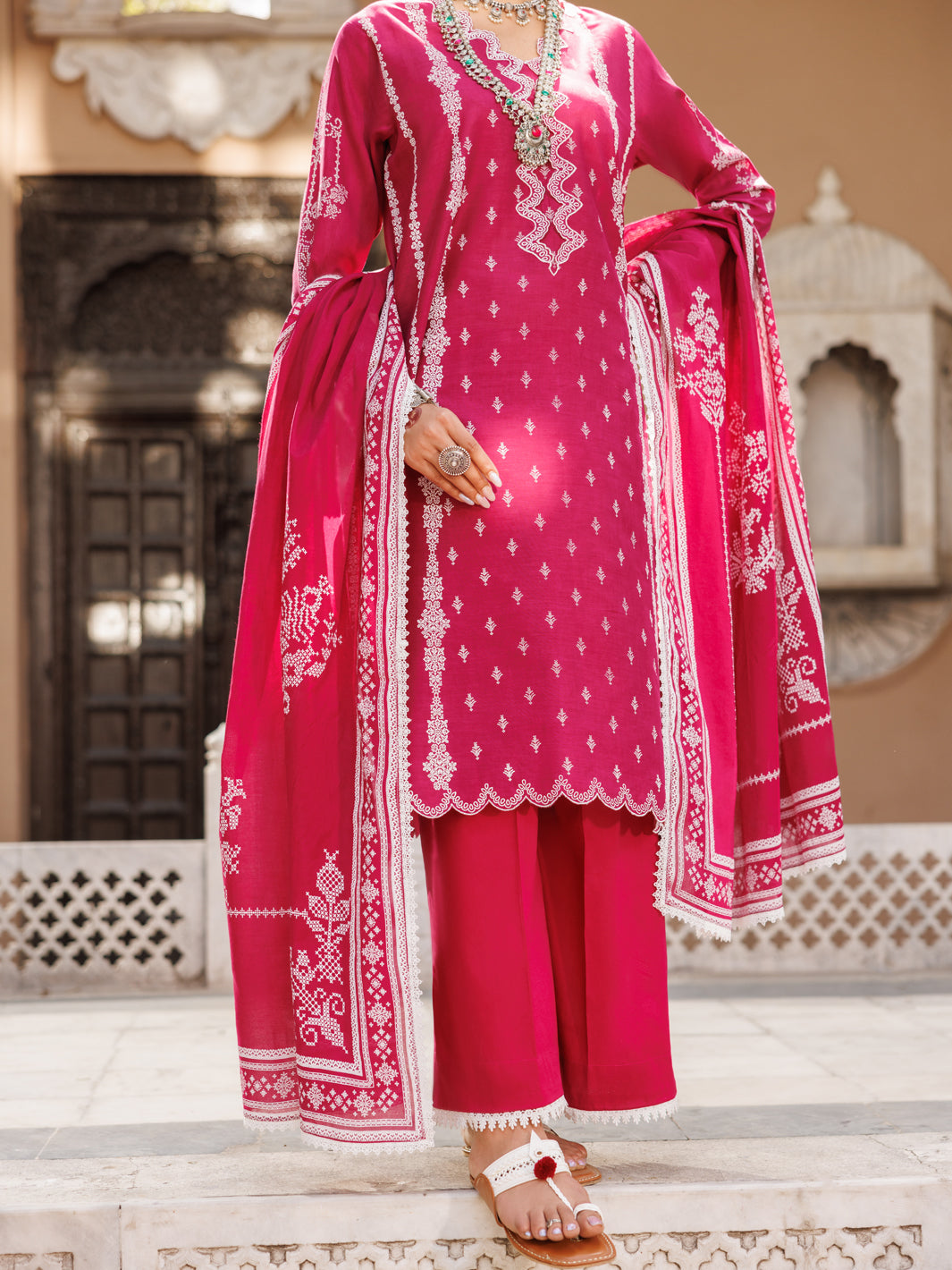 Lawn Fuchsia Stitched Suit - Almirah