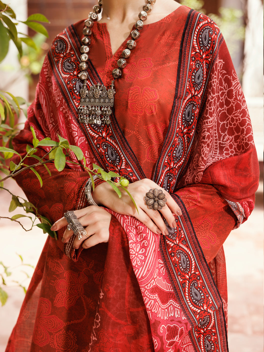 Cambric Maroon Stitched Suit - Almirah