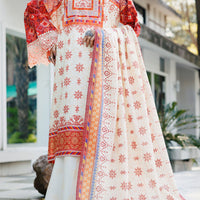 Lawn Cream Stitched Suit - Almirah