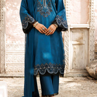 Dobby Teal Stitched Suit - Almirah