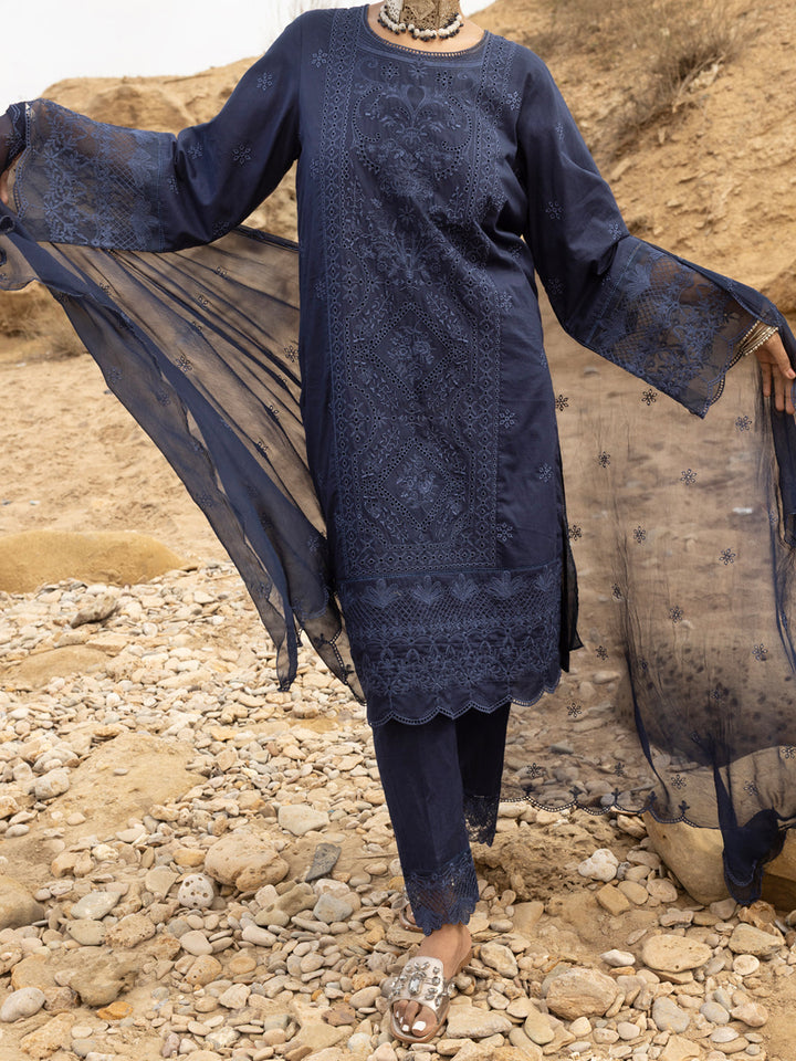 Lawn Blue Stitched Suit - Almirah