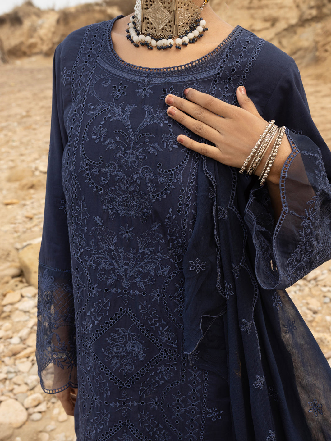 Lawn Blue Stitched Suit - Almirah