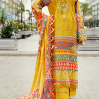 Cambric Yellow Unstitched Suit - Almirah