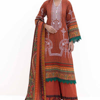 Khaddar Orange Unstitched Suit - Gul Ahmed