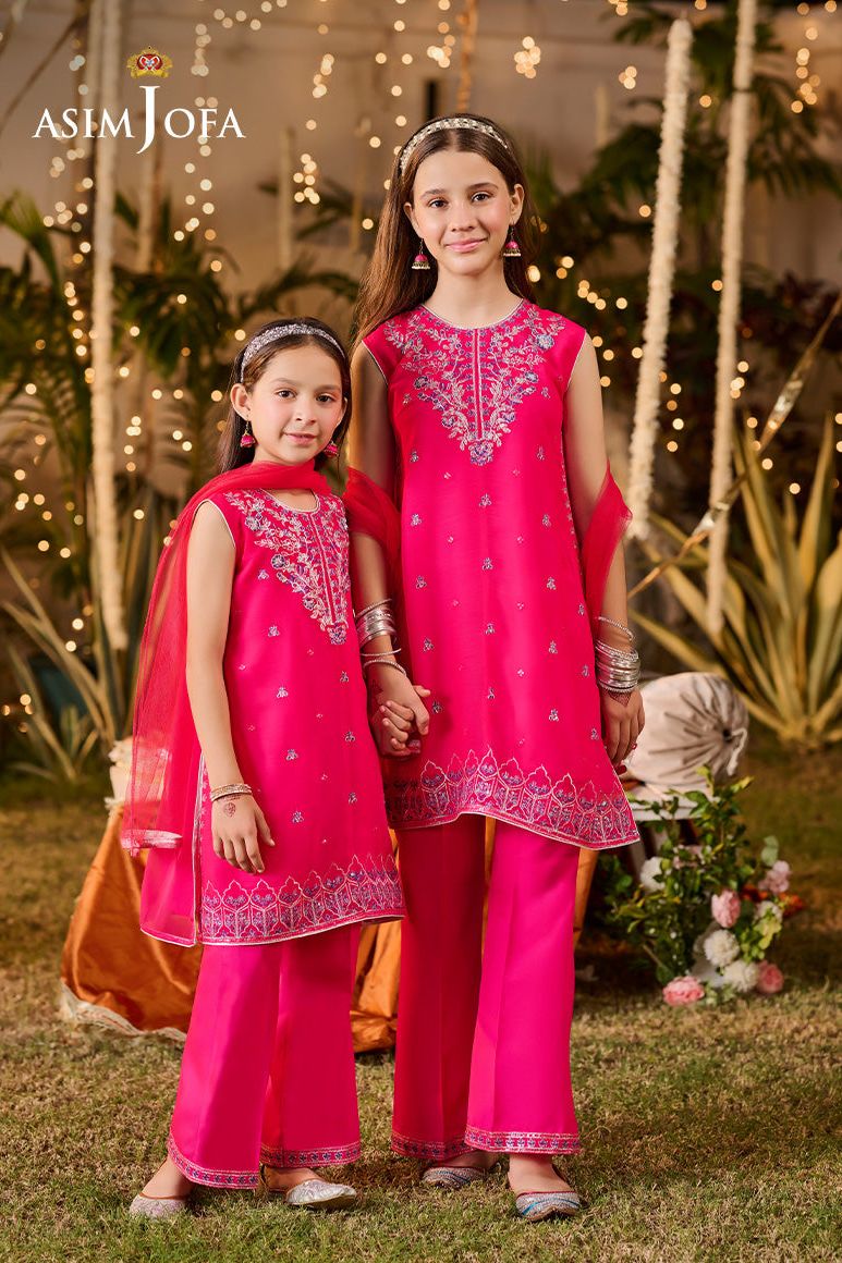 Poly Chiffon Pink Stitched Suit - Asim Jofa