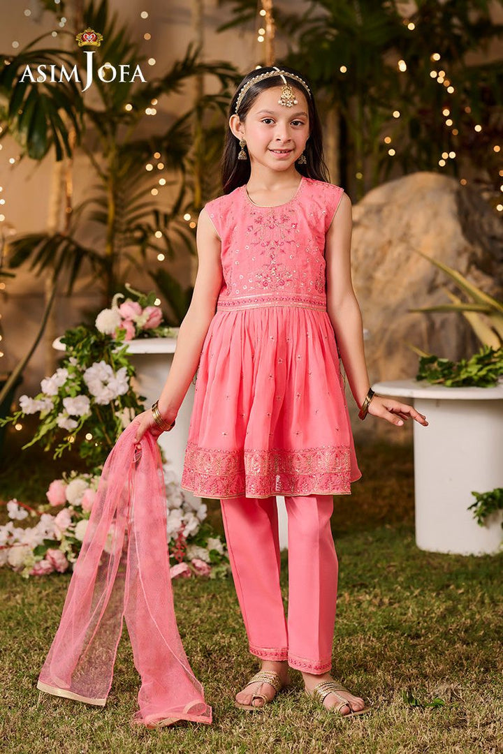 Poly Chiffon Light Pink Stitched Suit - Asim Jofa