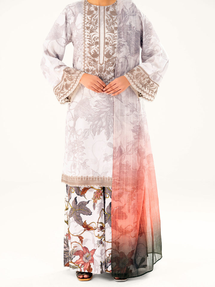 Jacquard Beige Stitched Suit - Almirah