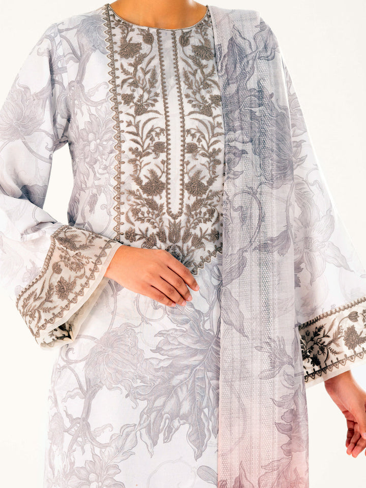 Jacquard Beige Stitched Suit - Almirah