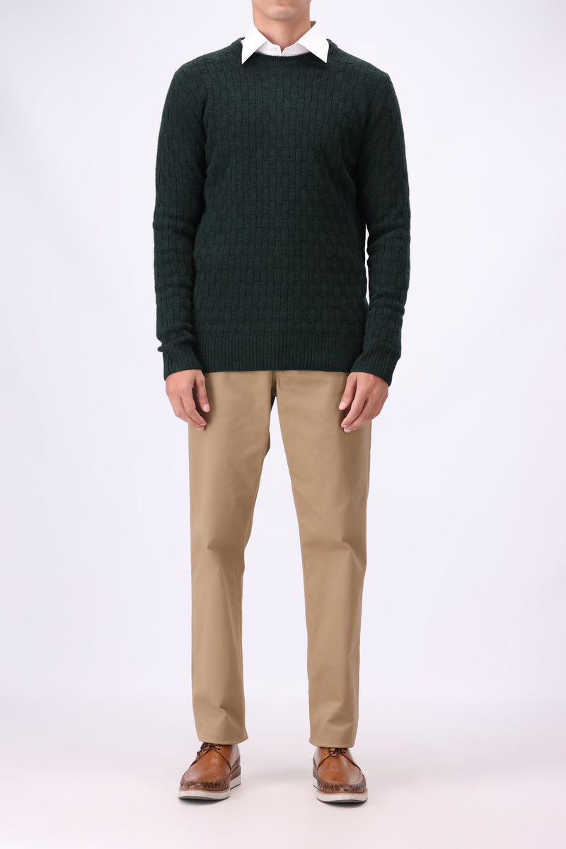 Lambs Wool Green Designer Sweater - Cambridge
