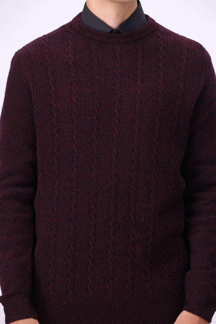 Lambs Wool Burgundy Designer Sweater - Cambridge