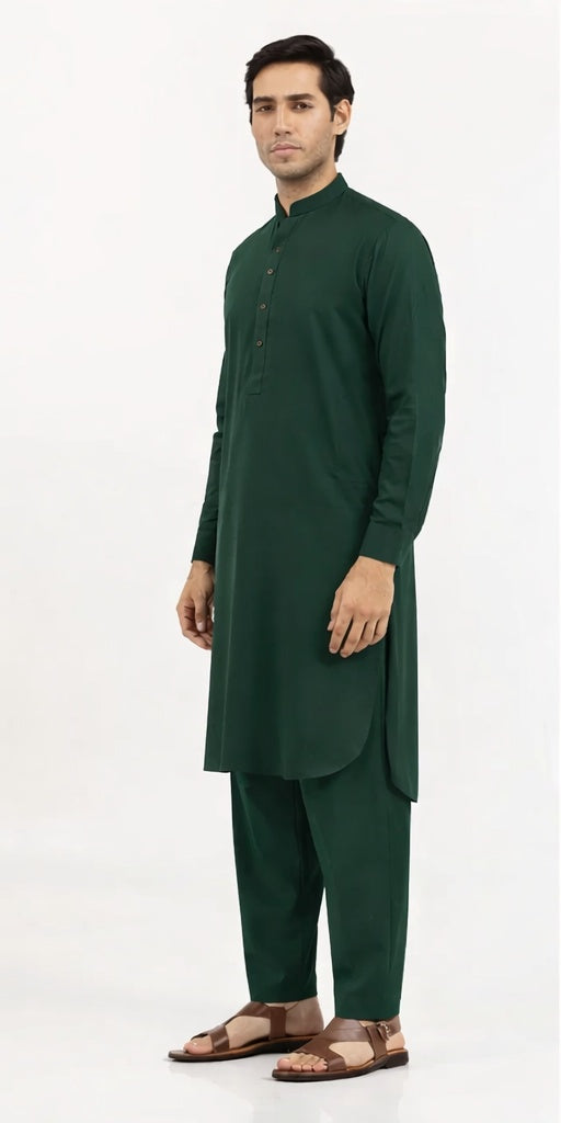 Blended Dark Green Kurta Trouser - President by Gul Ahmed