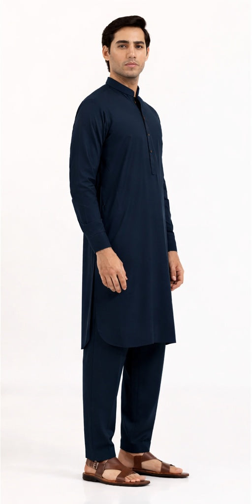 Blended Dark Navy Kurta Trouser - President by Gul Ahmed