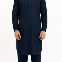 Blended Dark Navy Kurta Trouser - President by Gul Ahmed