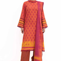 Dhanak Red Unstitched Suit - Gul Ahmed