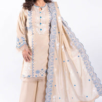 Printed Lawn Beige Unstitched Suit - Gul Ahmed